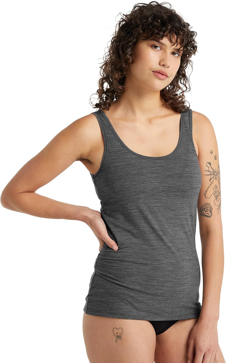 Icebreaker Damen Siren Tank Top - Sporttop Damen - Merinowolle Unterwäsche XS Gritstone Heather, XS
