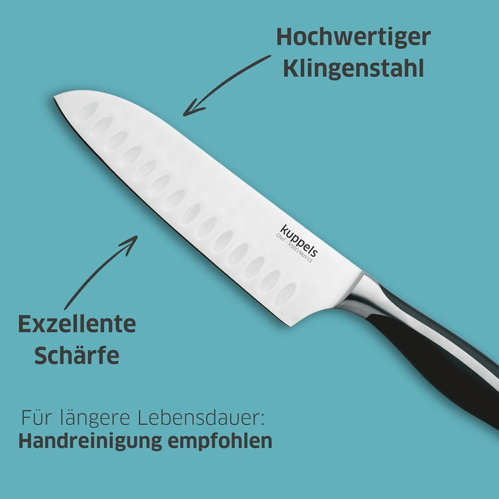 Kuppels CHEF Santokumesser | exzellente Schärfe &amp; Schnitthaltigkeit | hochwertiger Klingenstahl |Küc