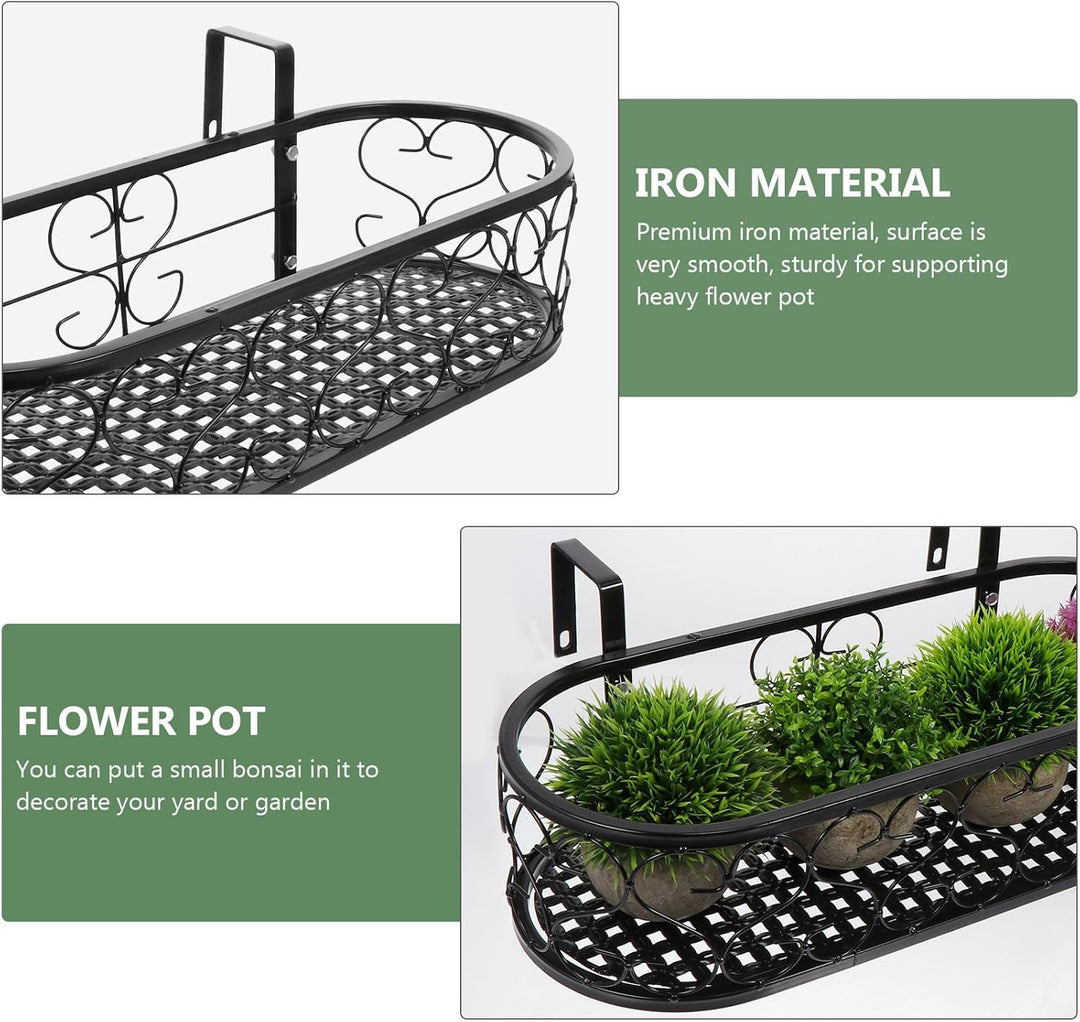 Balkon Hängender Blumentopfhalter aus Eisen Pflanzenregal Geländer Pflanzentopfständer für Garten Ba