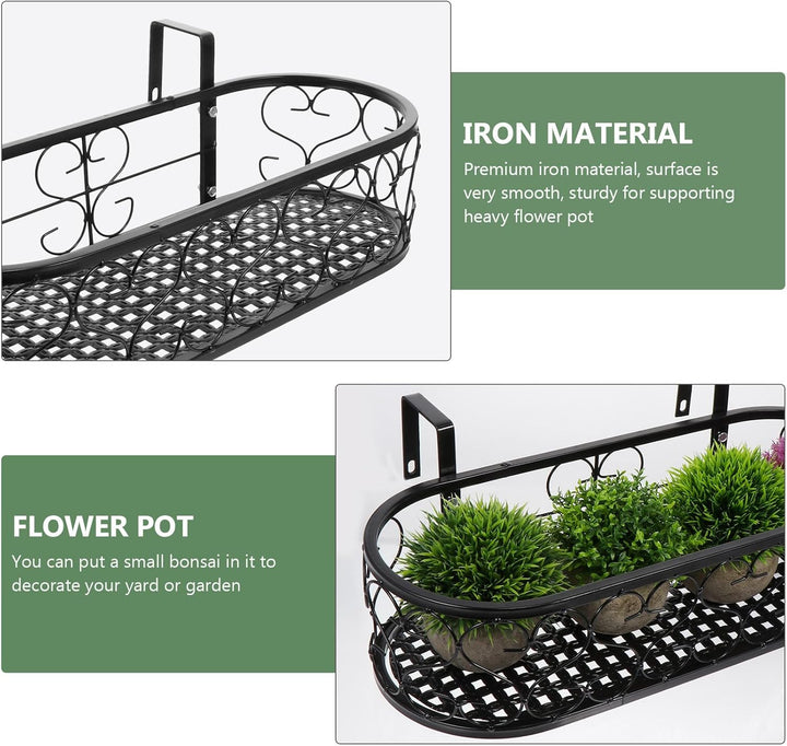 Balkon Hängender Blumentopfhalter aus Eisen Pflanzenregal Geländer Pflanzentopfständer für Garten Ba