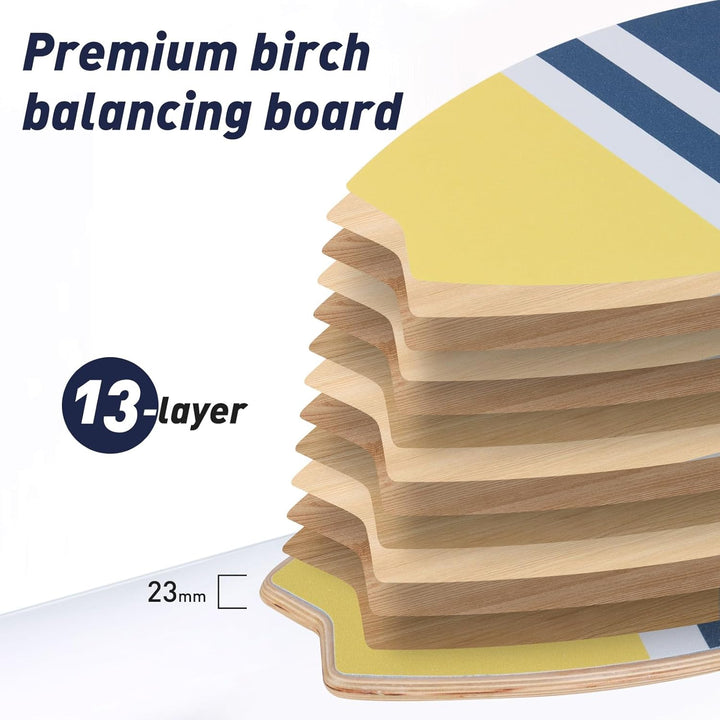 Leogreen Balance Board aus Holz in Surfboard, 7-in-1 Surfin Balanceboards Erwachsene Gleichgewichtst