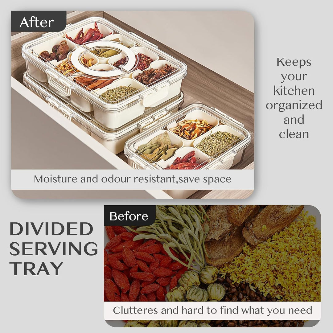 2 Stück Snackbox mit 8 Fächern,Tragbar Snackbox Organizer,Snackdose Organizer,Snack Aufbewahrungsbox