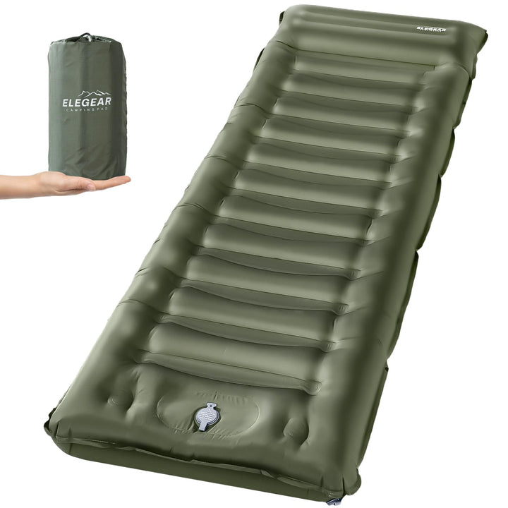 Elegear Isomatte Camping, 14CM Verdicktes Aufblasbare Luftmatratze mit Fusspumpe, Strapazierfähiges
