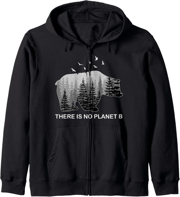 There is No Planet B Shirt Bear Birds Trees Kapuzenjacke