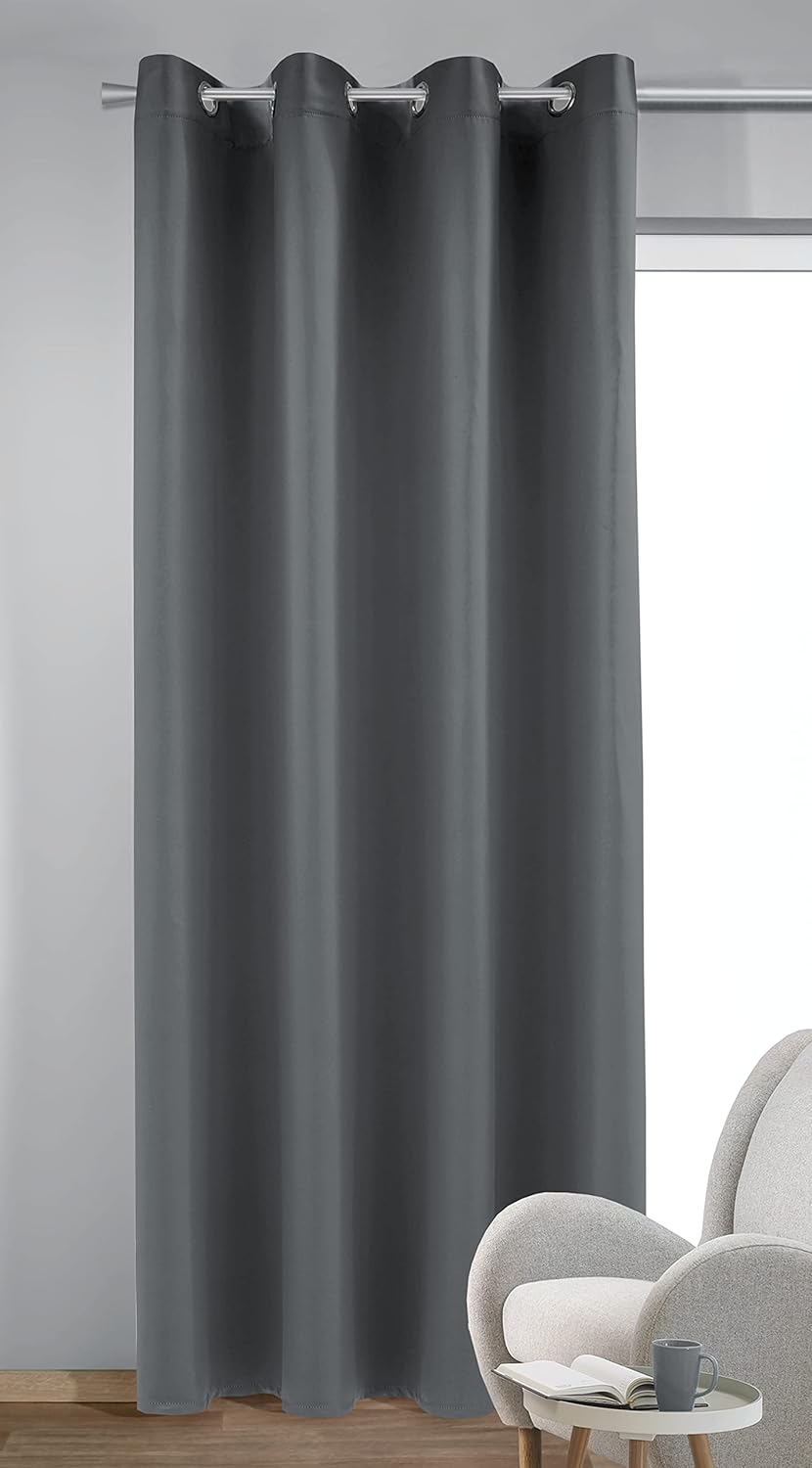 Albani Deko-Ösenschal DimOut/Mia dunkelgrau / 245x140 cm, Polyester, 245x140cm, Dunkelgrau