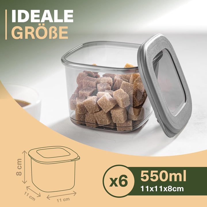 Vorratsdosen mit Deckel Luftdicht, 6er Vorratsbehälter Set BPA-Frei, Vorratsdose zur Müsli Mehl Aufb