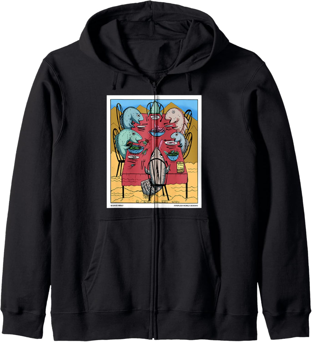 Fisch am Esstisch Lustiges Angel-Neuheits-Geschenk Kapuzenjacke