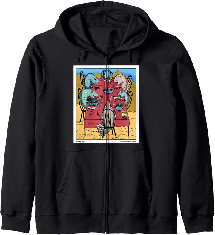 Fisch am Esstisch Lustiges Angel-Neuheits-Geschenk Kapuzenjacke