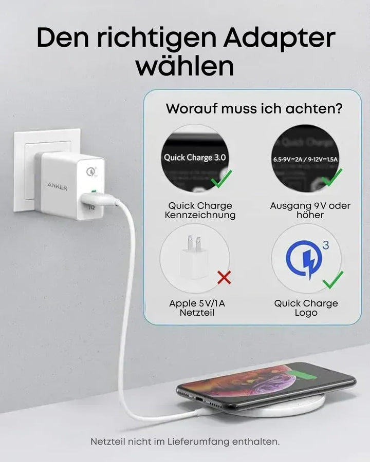 Anker 313 Kabelloses Ladepad Pad, Qi-Zertifiziert 10W Max für iPhone 15/15 Pro/15 Pro Max/14/13/12/1