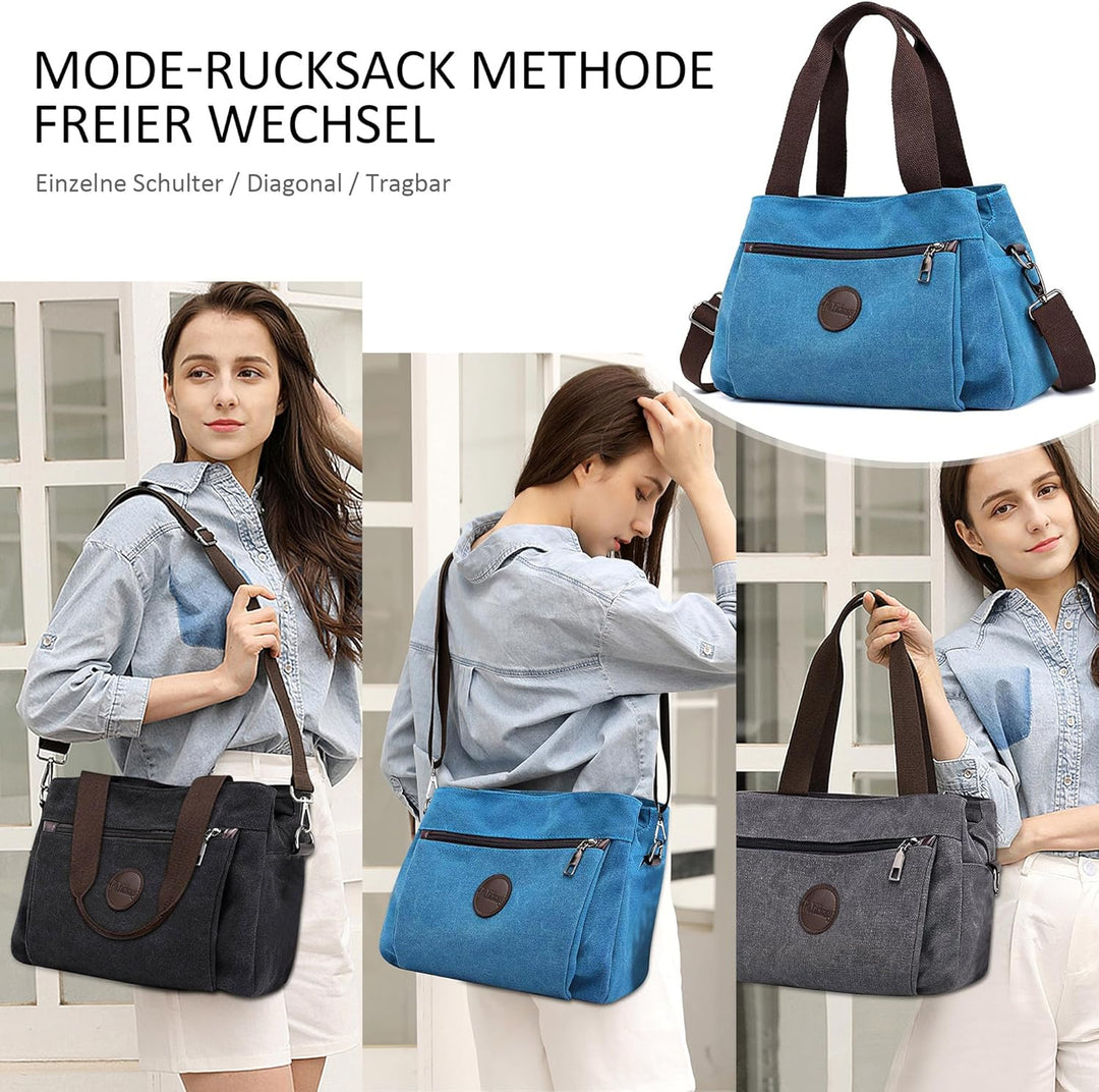 DORRISO Mode Umhängetasche Damen Canvas Handtasche Reise Schultertasche Casual Multifunktionale Umhä
