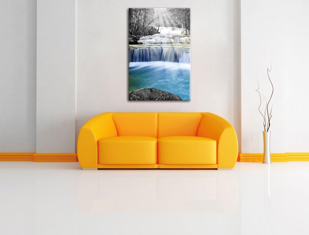 Pixxprint Wilder Bach im Urwald als Leinwandbild/Grösse: 100x70 cm/Wandbild/Kunstdruck/fertig bespan