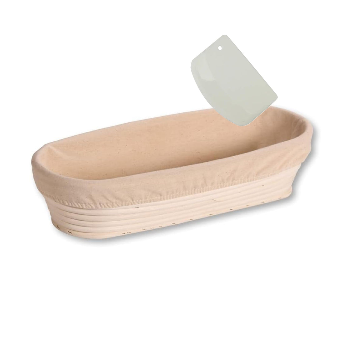 KESPER | Gärkörbchen mit Teigschaber, Material: Rattan, Textilfutter (abnehmbar), Masse: 35 x 15 x 8
