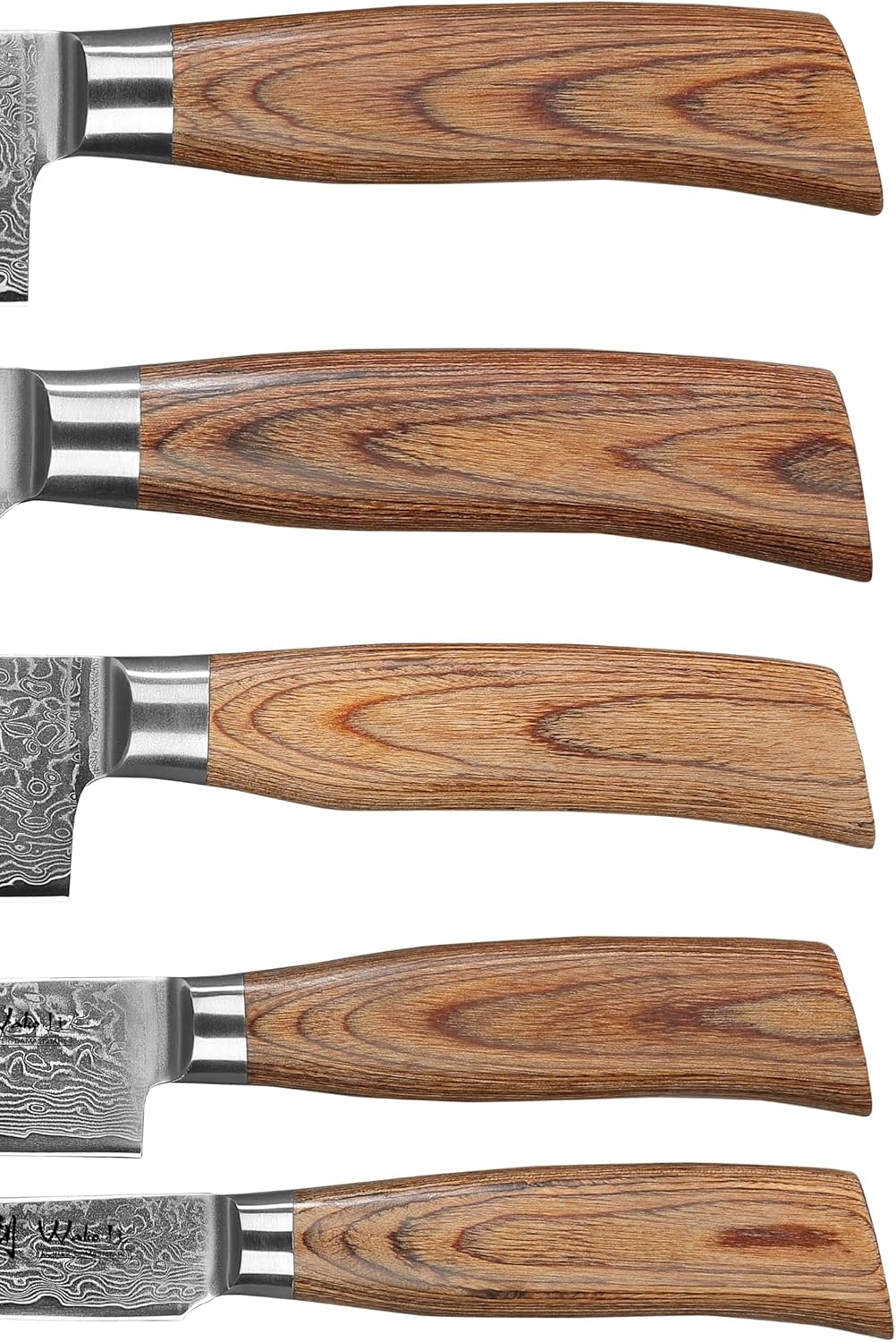 Wakoli EDIB Pro Damastmesser Set mit Gravur – Personalisiertes 5er Messerset, 20cm, 17cm, 16cm, 11cm