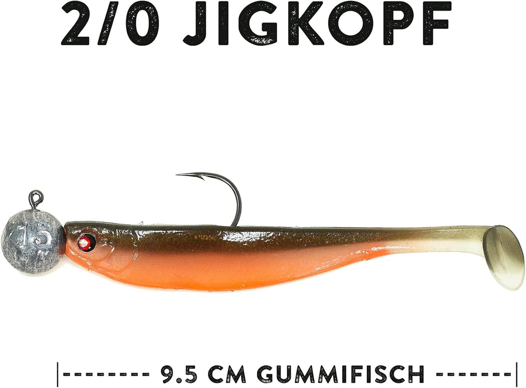 Zanderfang – Jigköpfe Angelhaken-Set Jighaken – Jigkopf Grösse 2/0 und 4/0 für Gummiköder von 8cm bi