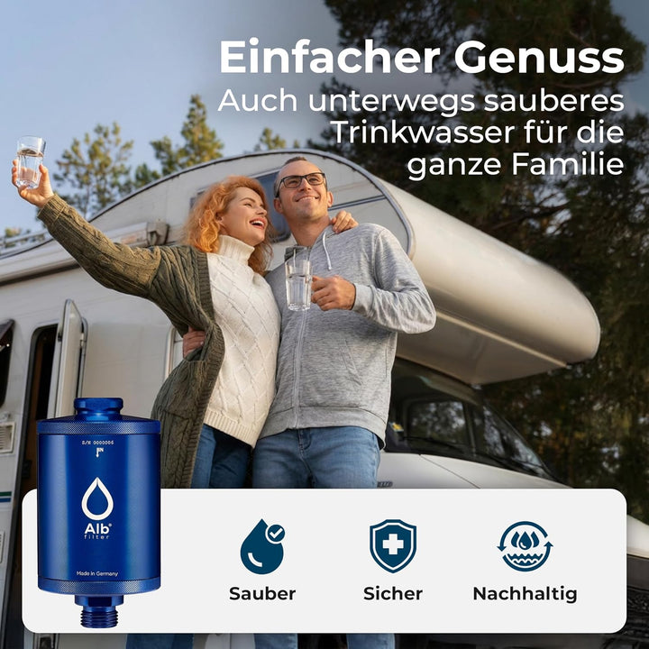 Alb Filter® MOBIL Nano Trinkwasserfilter | Bakterien, Keime und Anti-Legionellen-Filter | Boot, Camp