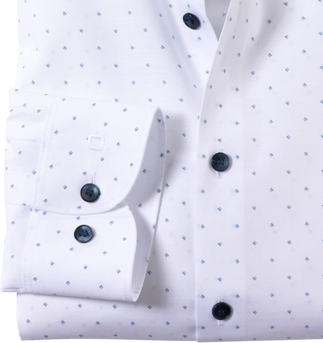 OLYMP Herren Businesshemd Langarm Level Five,Rotationsdruck,Body fit,Modern Kent 40 Weiss 00, 40 Wei