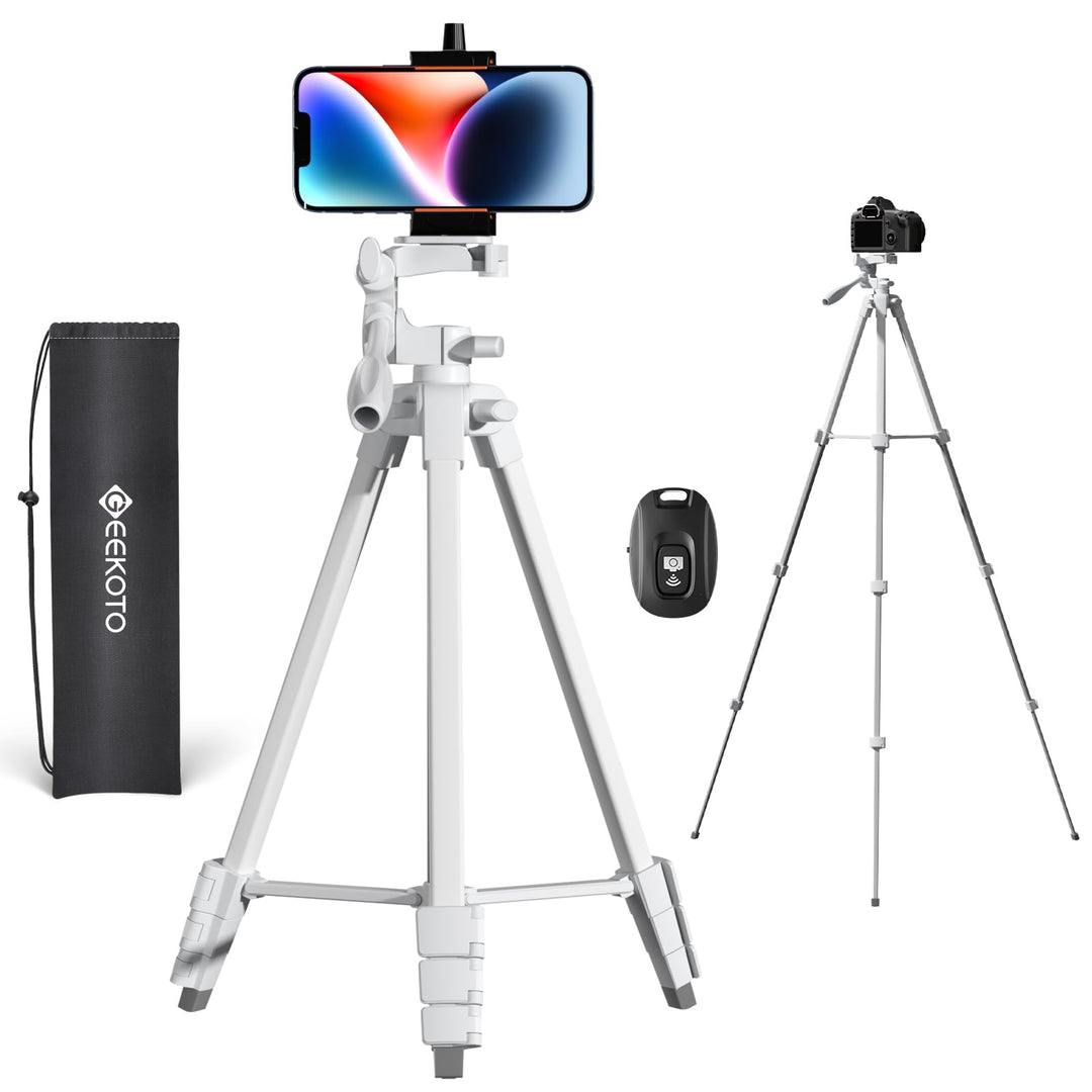 GEEKOTO Stativ für Smartphone, Einstellbar 55-Zoll Handy Stativ mit 360-Grad-Panorama-Drehplattform