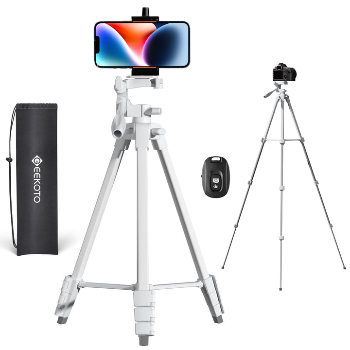 GEEKOTO Stativ für Smartphone, Einstellbar 55-Zoll Handy Stativ mit 360-Grad-Panorama-Drehplattform