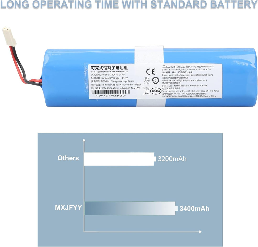 14,4 V 3400 mAh Lithium-Ionen-Akku kompatibel mit Medion MD13202 MD18500 MD18501 MD18600 MD19510 MD1