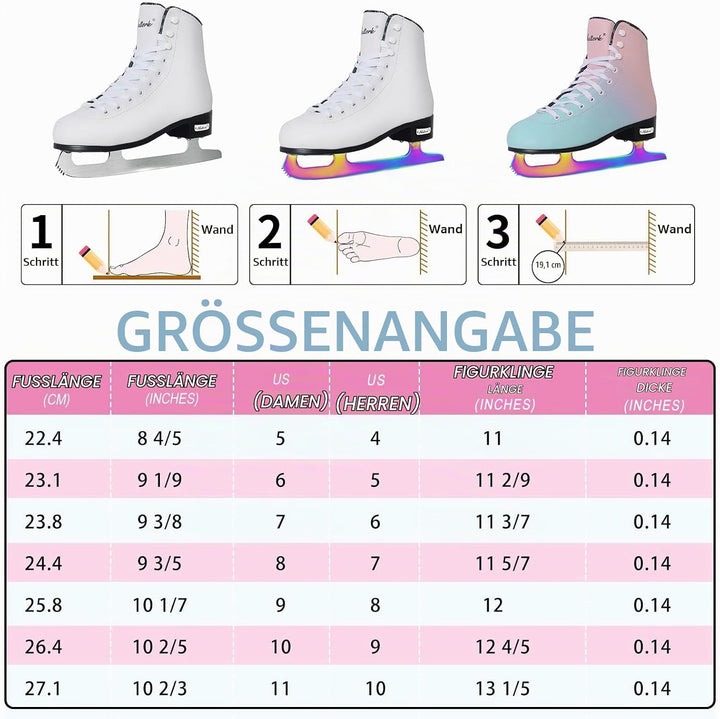 Nattork Eiskunstlaufschuhe Excellence – Edelstahlkufen für verbesserte Unterstützung, Stärke, Leistu