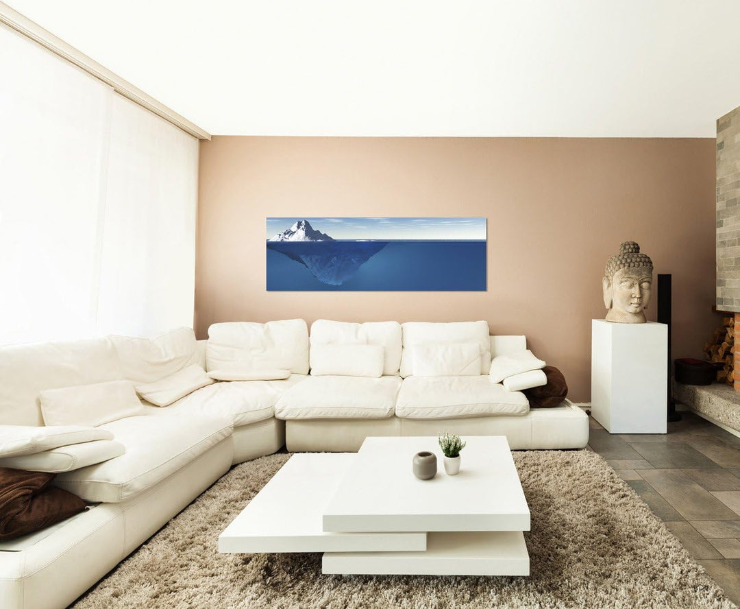 Paul Sinus Art Panoramabild auf Leinwand und Keilrahmen 150x50cm Meer Eisberg Unterwasser