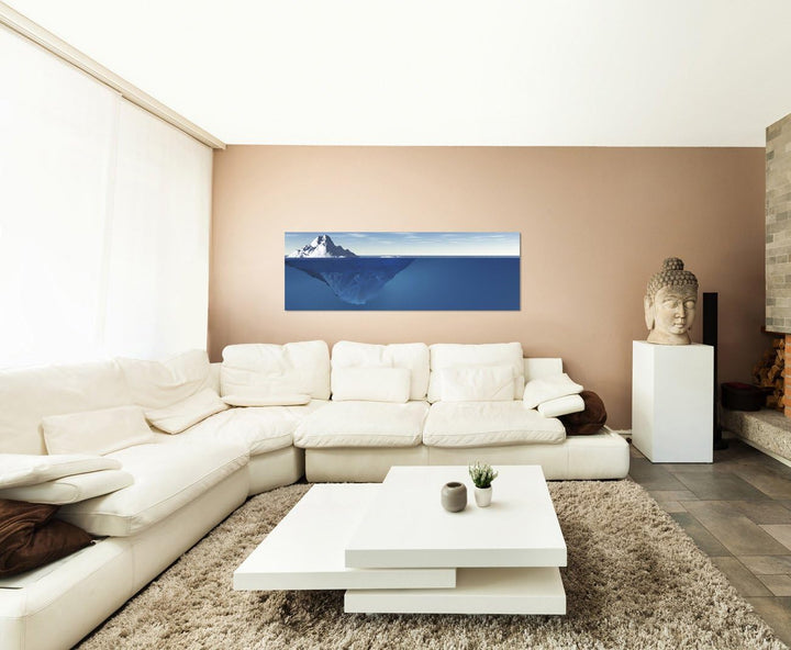 Paul Sinus Art Panoramabild auf Leinwand und Keilrahmen 150x50cm Meer Eisberg Unterwasser