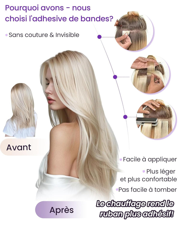 LaaVoo Tape in Extensions Echthaar Blond Extensions Echthaar Tape Glatt Weft Haarverlangerung Echtha