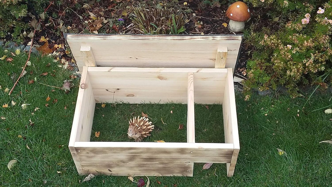 Igelhaus Igelschutz geflammt Dachpappe handgemacht Gratis Stroh 60x40x22cm