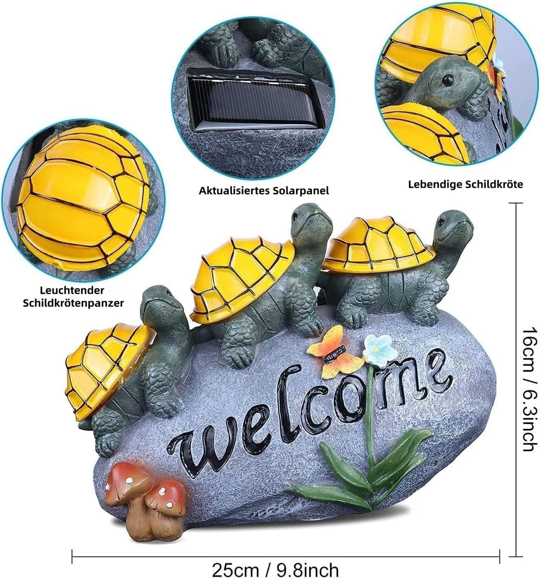 pearlstar Gartenfiguren für draussen wetterfest, Solar Schildkröte Figuren für aussen, Solar Statue