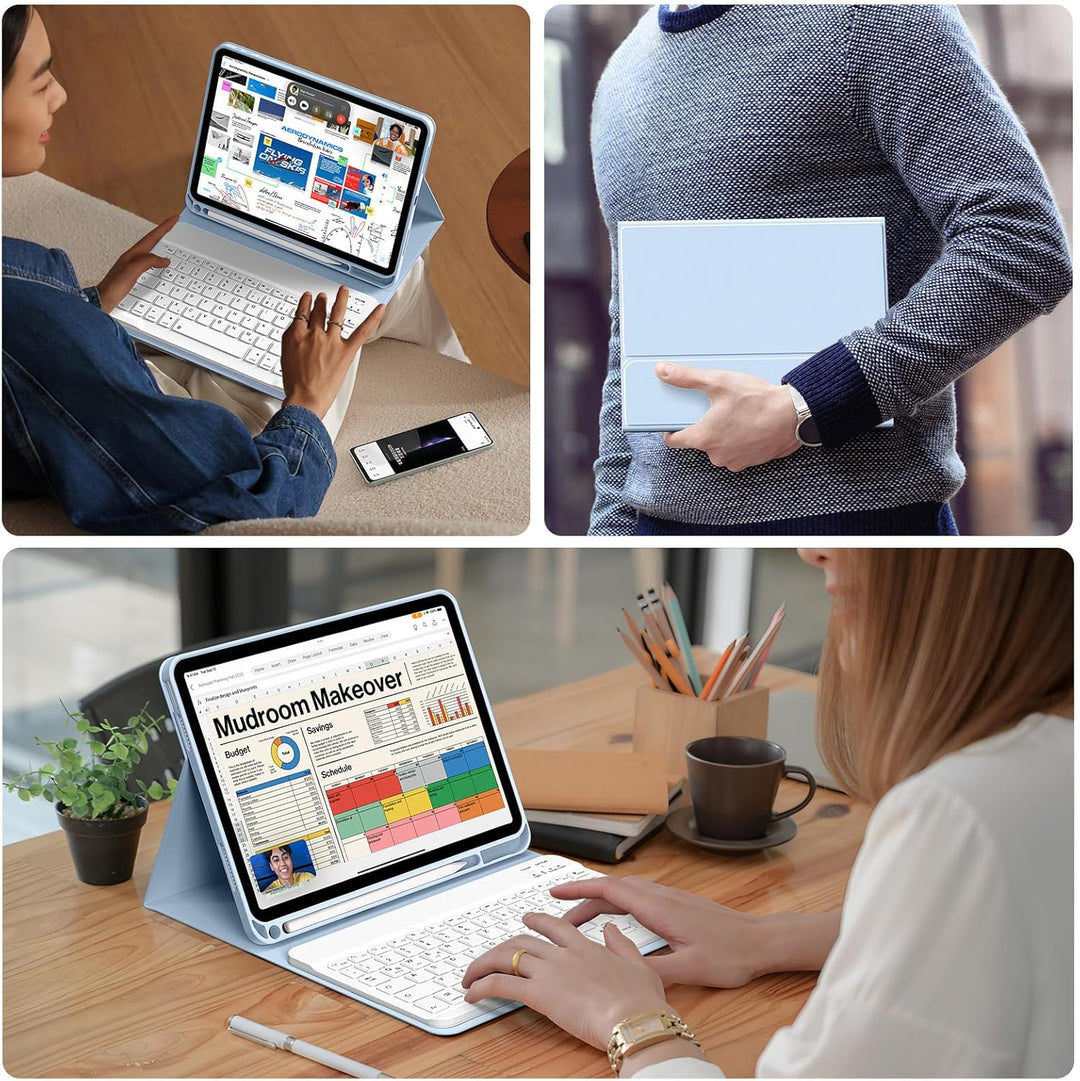 SZPSGC Hülle mit Tastatur für iPad A16 11. /10.Generation 11/10,9 Zoll 2025/2022, Magnetisches Anti-