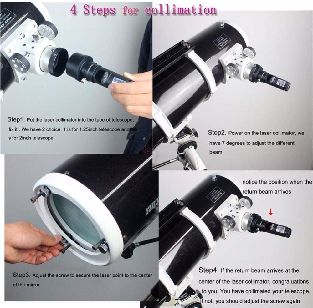 Teleskop-Laser-Kollimator 1,25 Zoll, Bysameyee Kalibrator mit 2 '' Adapter für Newton-Reflektor-Tele