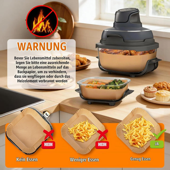 300 Stück Backpapier für Ninja CRISPi Heissluftfritteuse 3,8L/1,4L, Luftfritteusen Airfryer Zubehör