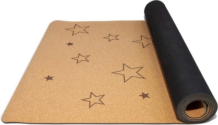 Yogamatte für Kinder aus Kork &amp; Kautschuk mit Sterne, Grösse 155x61cm, schadstofffrei, rutschfest, v
