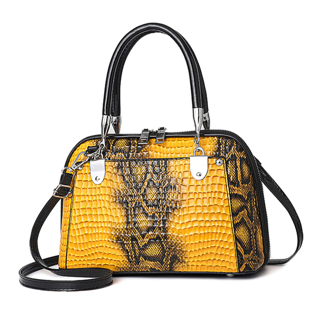 NICOLE & DORIS Retro Handtasche für Frauen Schultertaschen Klassische Krokodil Umhängetasche PU Lede