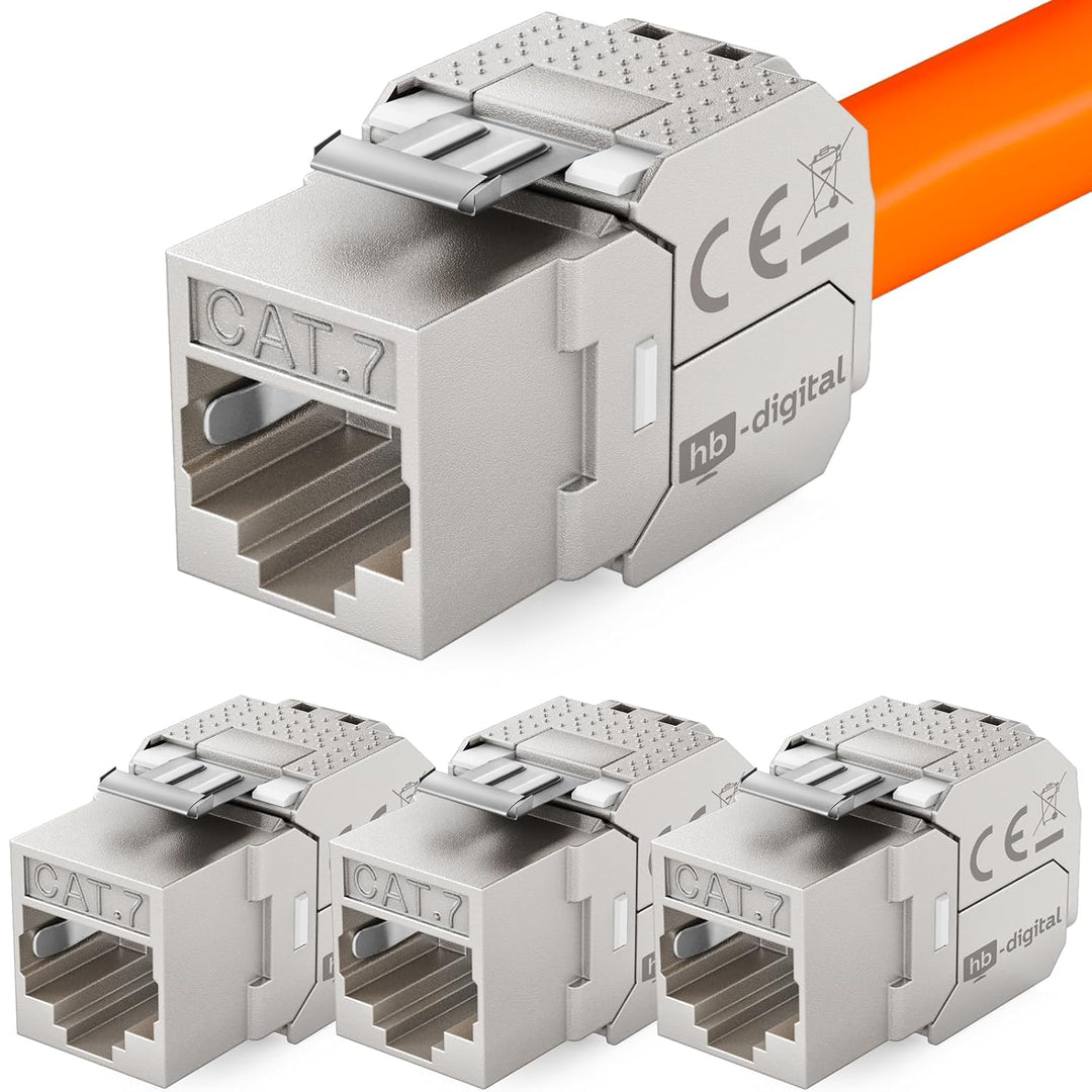 hb-digital 4X Keystone RJ-45 Cat.7 Modul Schneidklemme (LSA) auf RJ45 Buchse STP bis zu 1000MHz 10.0
