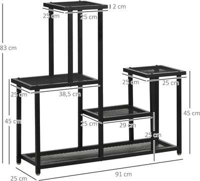 Outsunny Pflanzenregal, Pflanzentreppe mit 4 Stufen, mehrstöckiges Blumenregal, Pflanzenständer für