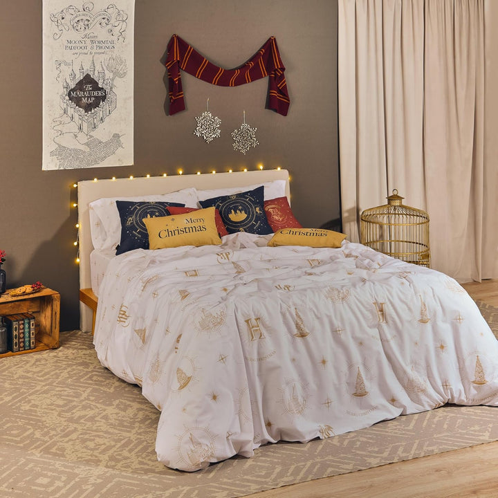 Belum Bettbezug Harry Potter, Bettbezug mit Knöpfen, 50% Baumwolle, 50% Polyester, Modell Hogwarts G