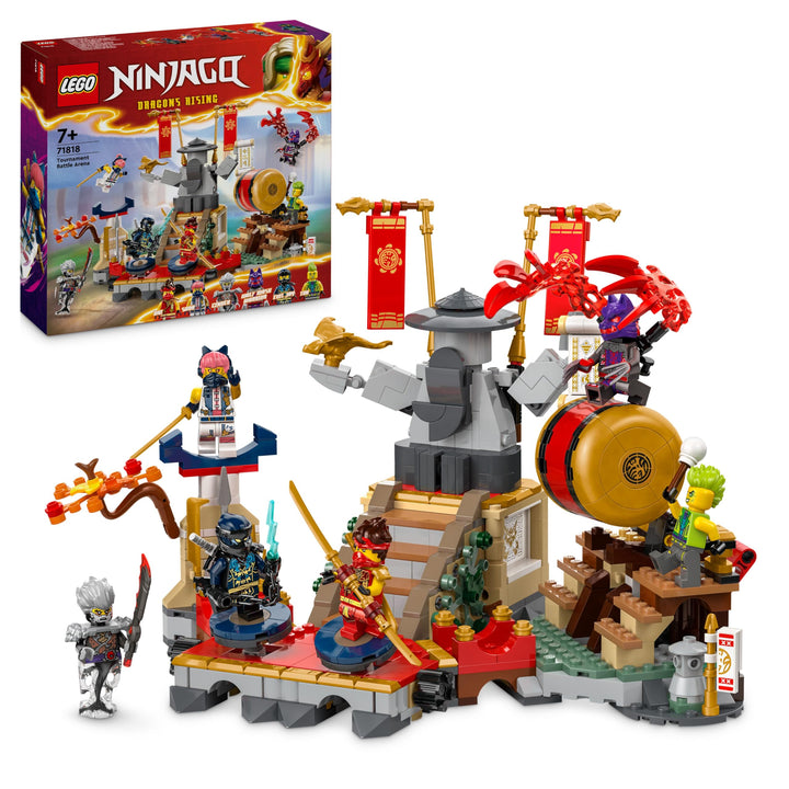 LEGO NINJAGO Turnier-Arena Abenteuer-Spielzeug für Kinder, Ninja-Spielset mit 6 Minifiguren, sammelb
