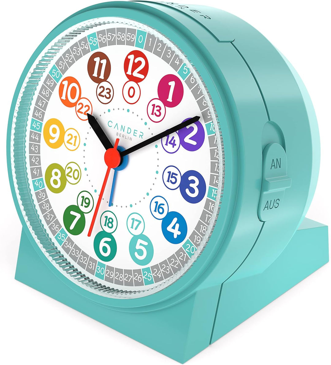 Cander Berlin MNU 1009 T Kinderwecker Wecker Kinder lautlos türkis geräuschlos Licht Snooze Tischuhr