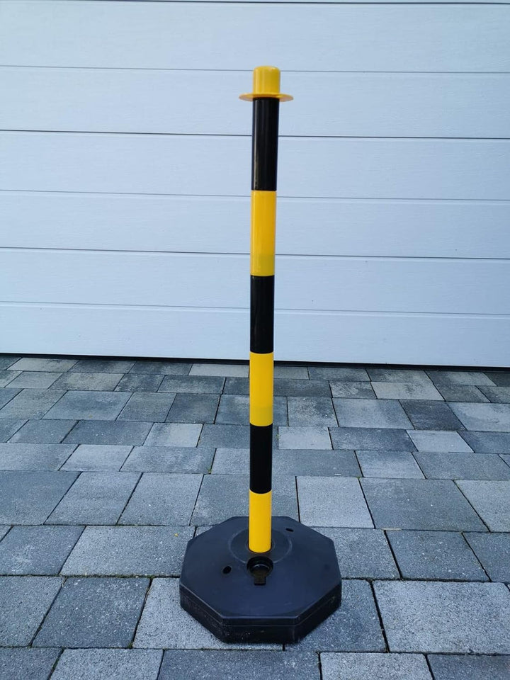Absperrpfosten Gelb Kunststoff Poller verschiedene Sets (6 Pfosten 10 Meter Kette)