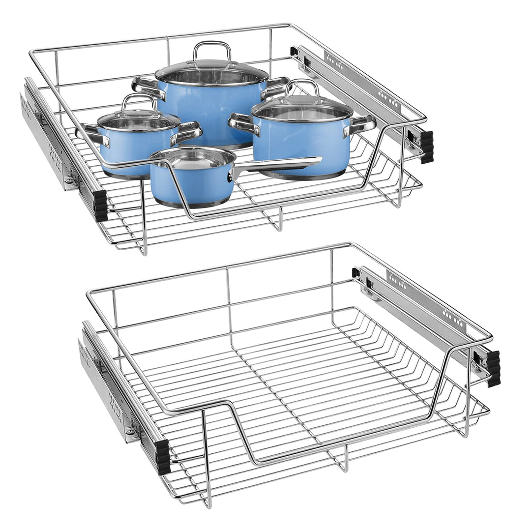 AufuN 2x Küchenschublade 60cm, Teleskopschublade Vollauszug Küchenschrank Schrankauszug Schlafzimmer