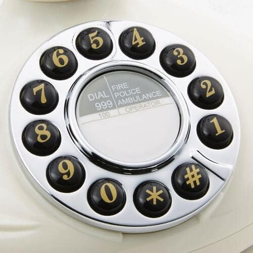 GPO Opal Retro Telefon - nostalgisches Vintage-Tastentelefon mit geschweifter Schnur - Creme & Chrom