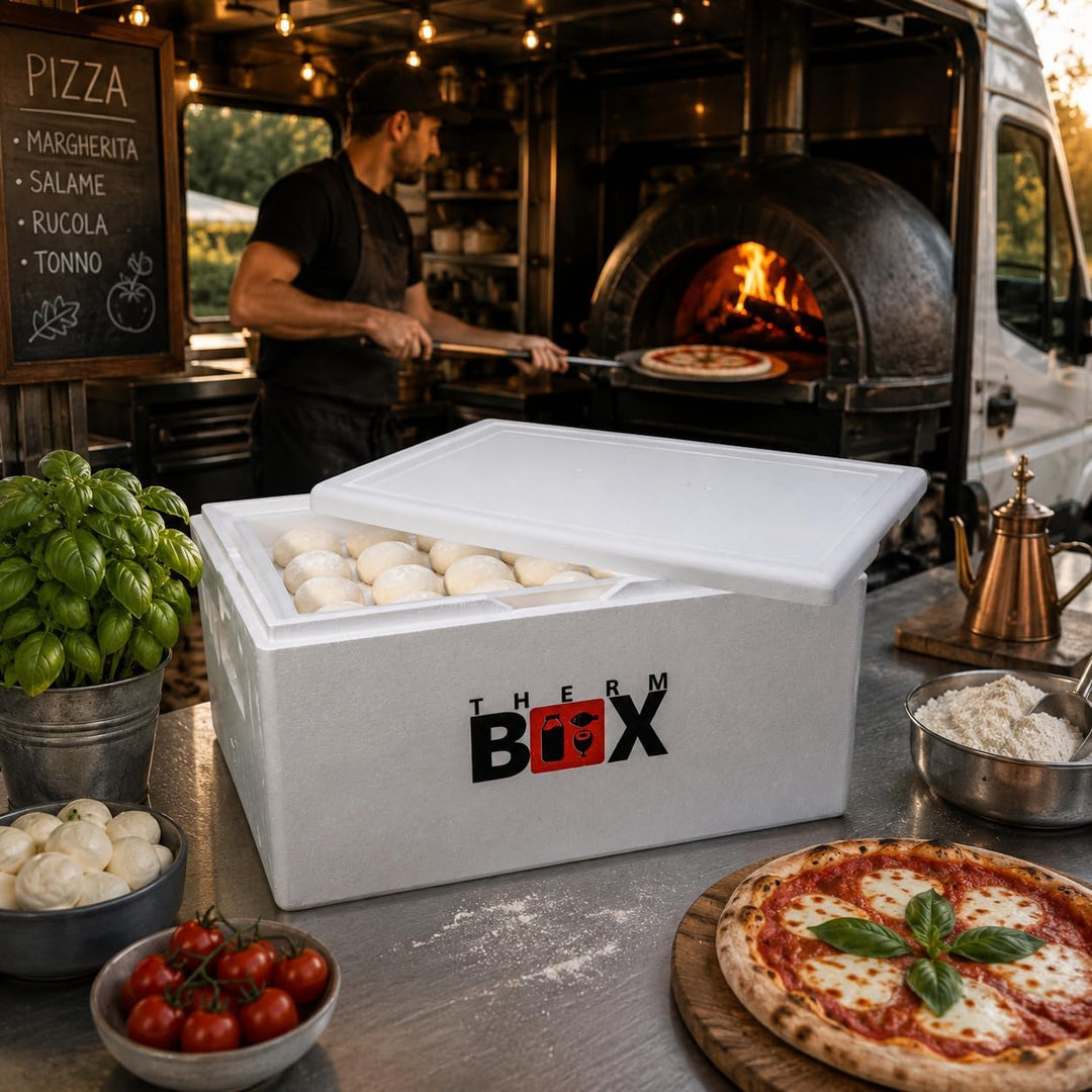 THERM BOX 80W Gärbox Styroporbox 80 Liter Innen 62,5x44x30cm Wandstärke 3cm Thermobox Isolierbox Küh
