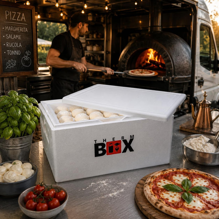 THERM BOX 80W Gärbox Styroporbox 80 Liter Innen 62,5x44x30cm Wandstärke 3cm Thermobox Isolierbox Küh