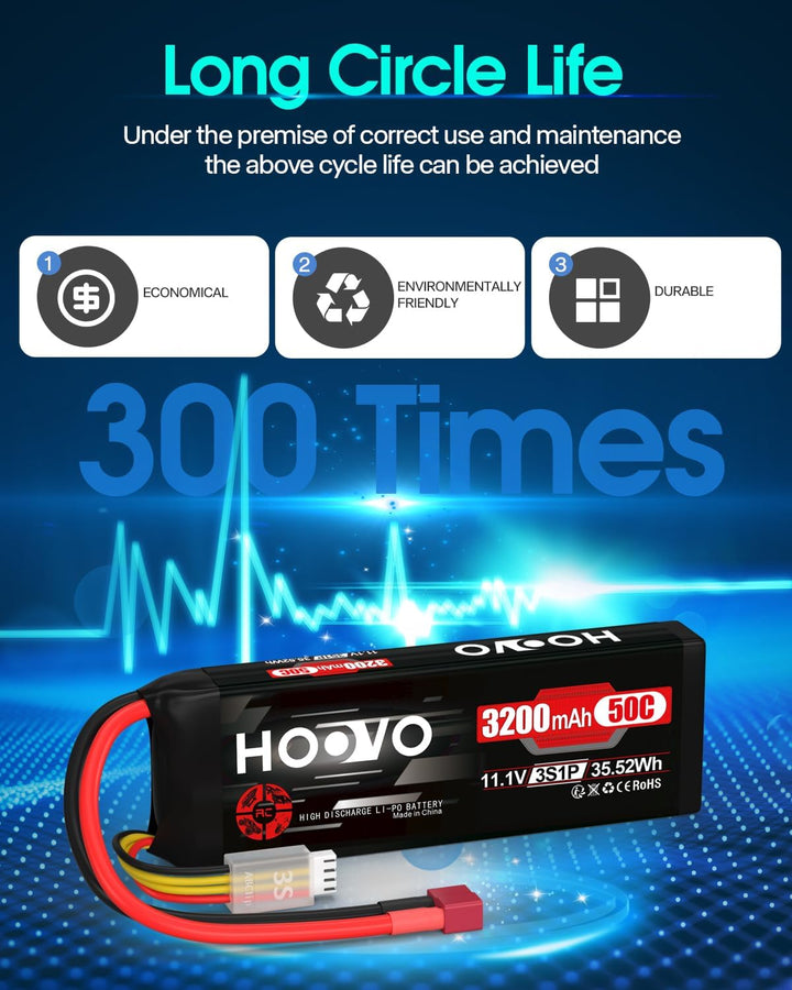 HOOVO 3S Lipo Akku 11,1V 3200mAh 50C SoftCase Lipo Battery mit Deans T Stecker RC Batterie für RC Au