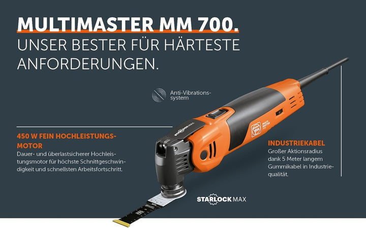 FEIN Multimaster MM 700 Max, Unser bestes MultiTool mit Bi-Metall-Sägeblatt für Holz, Metall und Kun