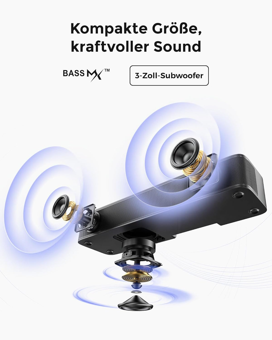 ULTIMEA 2.1 Soundbar für TV Geräte mit integriertem Subwoofer, APP-Steuerung, 132W All-in-One PC Sou
