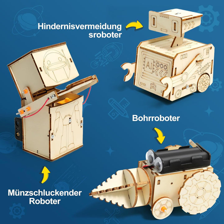 Experimente für Kinder ab 8 9 10 11 12 13 14, Roboter Elektronik Baukasten, Experimentierkasten, Ele