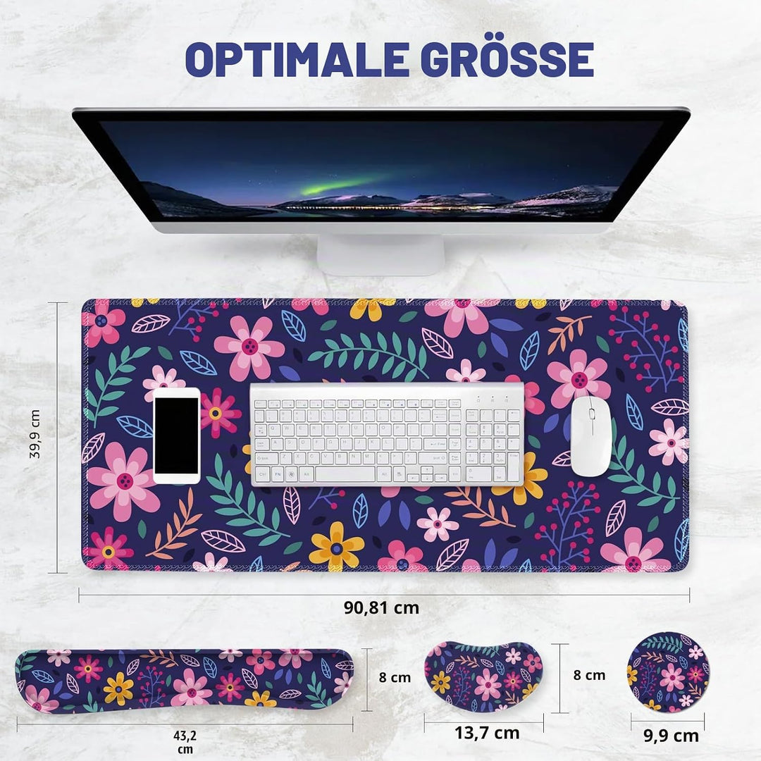 ToLuLu Erweitertes Gaming-Mauspad, Memory-Schaum, ergonomische Tastatur-Maus-Handgelenkauflage, gros