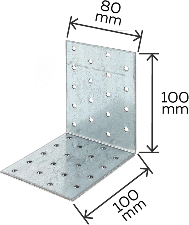 Lochplattenwinkel, 100 x 100 x 80 mm / 25 Stk., Oberflaeche: sendzimirverzinkt, 100 x 100 x 80 mm /